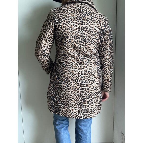 Y2K Leopard Print Coat Size Small Lightweight Pockets Midi Fit Bratz Era - Picture 8 of 9